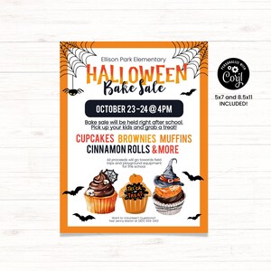 Halloween Bake Sale Flyer, Halloween School Event, Halloween School Fundraiser, Flyer for Bake Sale, Halloween Event, School Flyer Template image 5