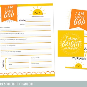 LDS Primary 2022, Primary Spotlight, Spotlight for Primary, Primary Questionnaire, Primary Presidency Planner, LDS Primary, Primary Handout,