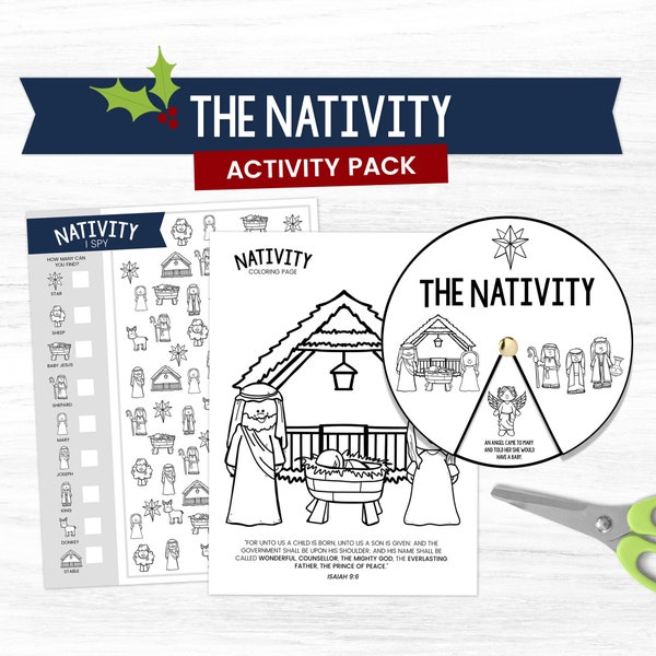 Nativity Printable Activity, Nativity Craft, Jesus Birth Craft, Christmas Story Activity, Nativity Coloring Pages, Nativity Story for Kids,