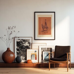 Terracotta Desert Cowboy Blueprint Print, Warm Clay Southwest Wall Art, Sun Drenched Ranch Decor, Vintage-Inspired Woolies Saddle Poster image 9