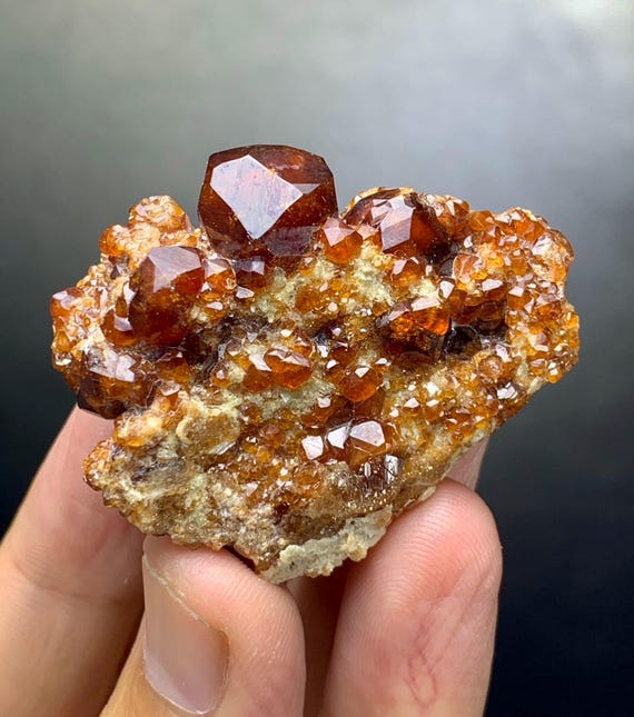 Orange Hessonite Garnet Crystals Specimen: Raw Mineral from Skardu Mine (38 Grams