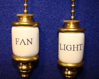 Fan & Light ceiling pull chain, brass shown, set of 2 pull chains