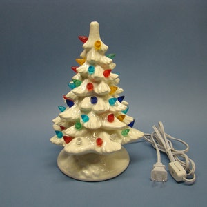 Handmade ceramic Christmas tree 10 inch high. white color