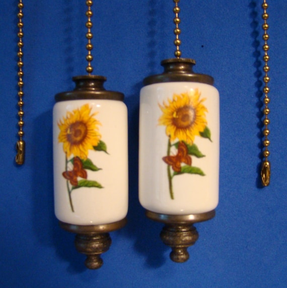 Sunflower Fan Light Ceiling Fan Pull Chain Antique Brass Etsy