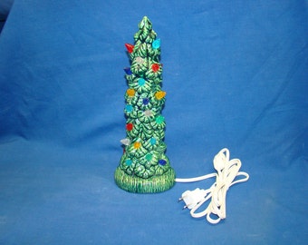 Handmade ceramic Christmas tree 11 inch high. GREEN color