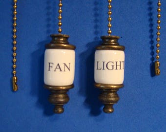 Fan & Light ceiling fan pull chain, set of 2 pull chains ANTIQUE BRASS, BRONZE chain and end caps