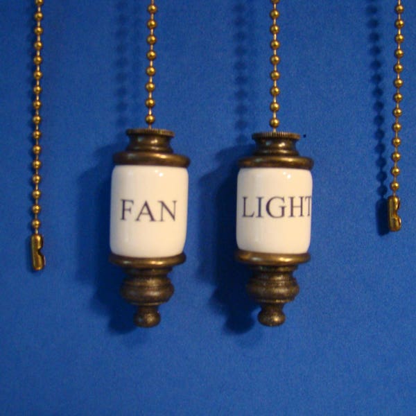 Fan & Light ceiling fan pull chain, set of 2 pull chains ANTIQUE BRASS, BRONZE chain and end caps