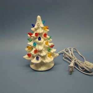 Handmade ceramic Christmas tree 7 inch high. white color