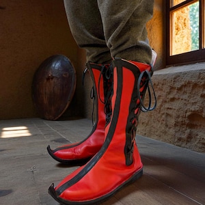 Handmade Leather Medieval Boots: Renaissance Faire, Viking Shoes