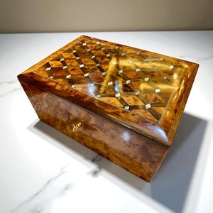 Gift Box organizer with key, Luxury Large Box Thuya Wooden Box, Keepsake Box