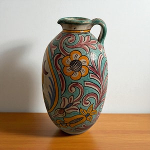 Vintage Hand-Painted Ceramic Vases – Antique 1900s Copper Berber Decorative  – Vintage Moroccan Decor, Handmade Moroccan Vase, Decorative