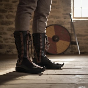 Handmade Leather Viking Shoes: Medieval Renaissance Faire Reenactment Boots