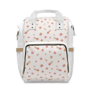 Stylish Floral Diaper Backpack - Baby Bag, Mommy Bag, Travel Backpack, Floral Design, Multi-Functional Baby Gear