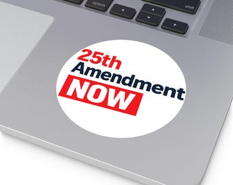 25th Amendment NOW Round Vinyl Sticker | Political Statement, Protest Decal