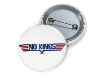 No Kings Top Gun parody pin button | patriotic stripe star enamel lapel pin