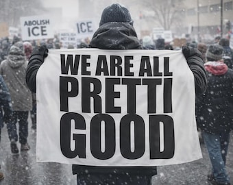 We Are All Pretti Good Indoor Wall Tapestry | Bold Typography, Black & White