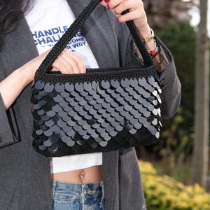 Handmade Sequin Bags – Sequin Shoulder Bags, Shine Hand-Knitted Sequin Bags by Zeync London Handmade Sequin Accessories for Every Occasion