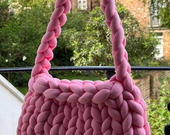 チャンキーニットバッグ / ハンドメイドマシュマロバッグ / 厚くて