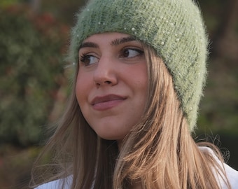 Pearl Knit Beanie – Handmade Winter Hat with Faux Pearl Embellishments by Zeyn.C London