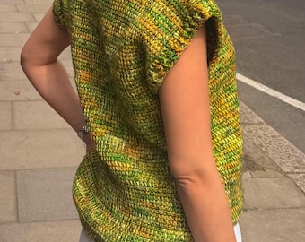 Grön virkad stickad topp