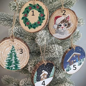 Hand-painted Wood Slice Christmas Ornaments