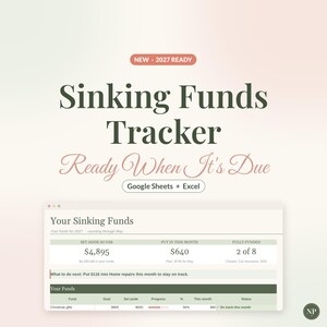 Sinking Funds Tracker Spreadsheet for Google Sheets & Excel, Sinking Fund Savings Planner, Monthly Savings Goals, Budget Template imagen 1