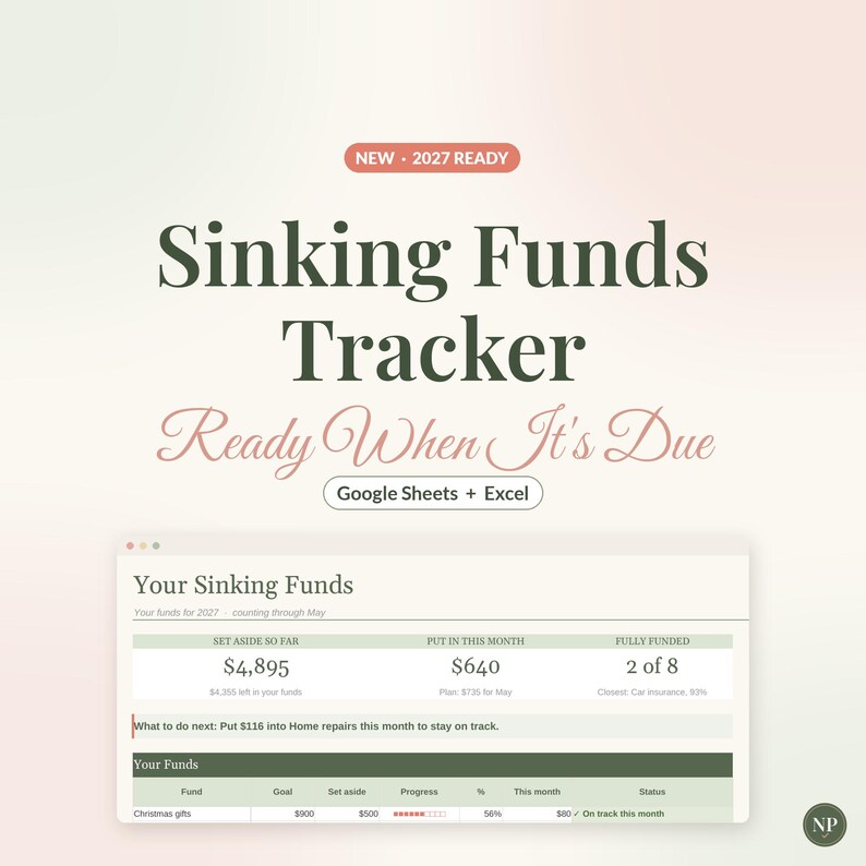 Sinking Funds Tracker Spreadsheet for Google Sheets & Excel, Sinking Fund Savings Planner, Monthly Savings Goals, Budget Template imagen 1