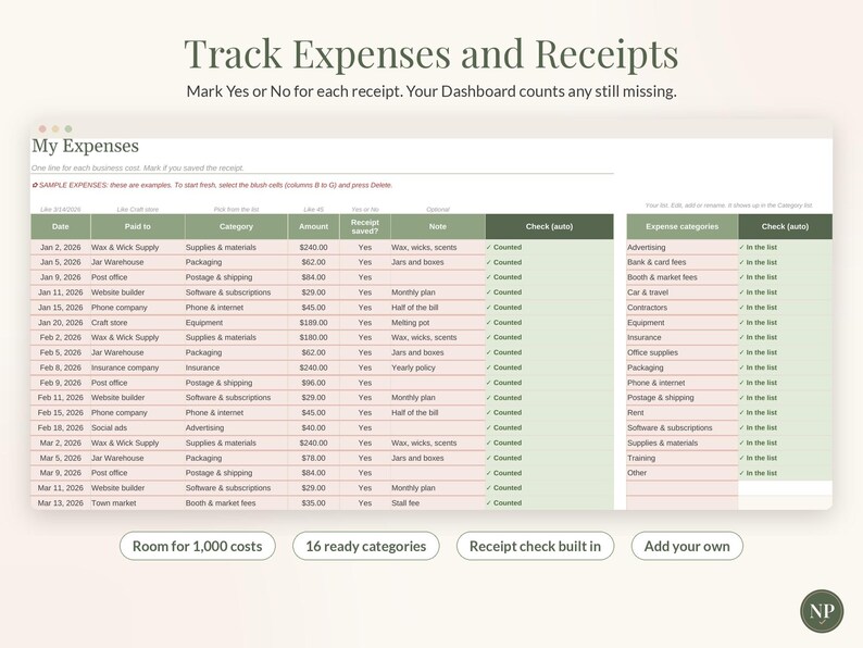 Small Business Bookkeeping Spreadsheet, Income and Expense Tracker for Google Sheets & Excel, Profit and Tax Set Aside Tracker image 5
