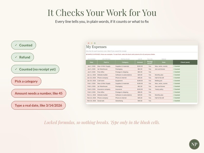Small Business Bookkeeping Spreadsheet, Income and Expense Tracker for Google Sheets & Excel, Profit and Tax Set Aside Tracker image 8