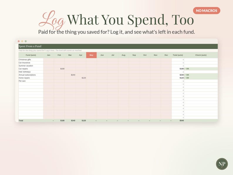Sinking Funds Tracker Spreadsheet for Google Sheets & Excel, Sinking Fund Savings Planner, Monthly Savings Goals, Budget Template imagen 9