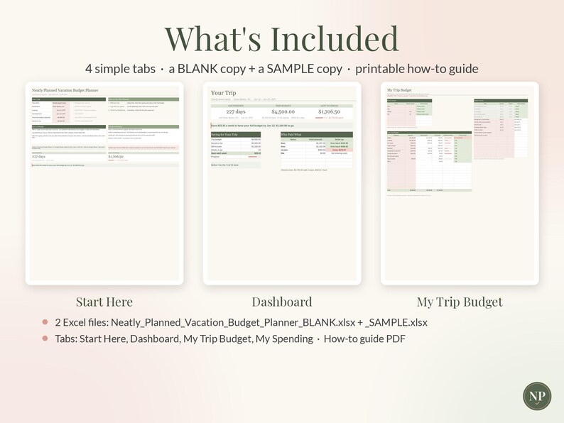 Vacation Budget Planner Spreadsheet for Google Sheets & Excel, Trip Planner with Countdown, Travel Expense Tracker, Split Costs image 10