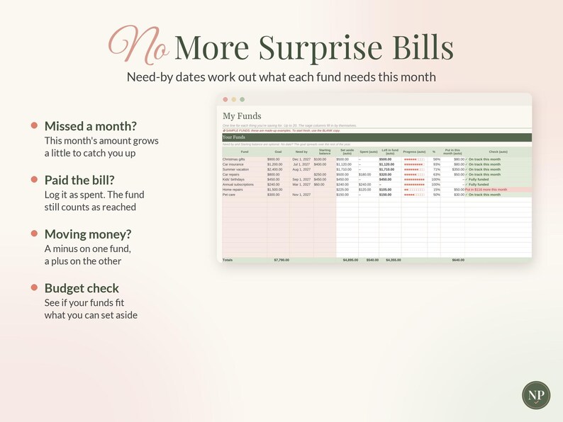 Sinking Funds Tracker Spreadsheet for Google Sheets & Excel, Sinking Fund Savings Planner, Monthly Savings Goals, Budget Template imagen 7