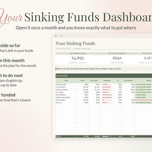Sinking Funds Tracker Spreadsheet for Google Sheets & Excel, Sinking Fund Savings Planner, Monthly Savings Goals, Budget Template imagen 3