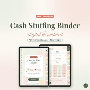 Digital Cash Stuffing Binder, Undated Cash Envelope Tracker for GoodNotes & Samsung Notes, Savings Challenges, Budget Binder, Stickers