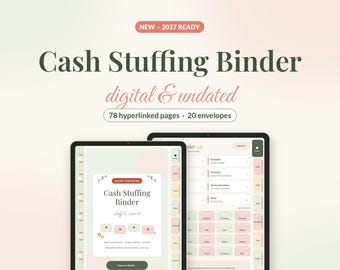 Digital Cash Stuffing Binder, Undated Cash Envelope Tracker for GoodNotes & Samsung Notes, Savings Challenges, Budget Binder, Stickers