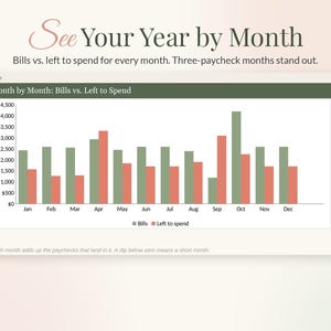 Paycheck Budget Spreadsheet, Bills by Paycheck Planner for Google Sheets & Excel, Biweekly Budget Template, Weekly Paycheck Tracker image 6