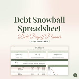 Foglio di calcolo per il metodo "palla di neve" per il rimborso dei debiti, strumento di monitoraggio del rimborso dei debiti, modello per Fogli Google ed Excel, pianificatore per il rimborso delle carte di credito, budget mensile, metodo "a valanga" immagine 1