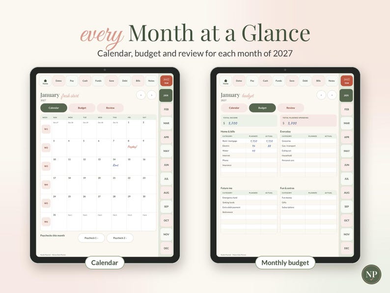 Digital Budget Planner 2027, Hyperlinked Money Planner for GoodNotes & Samsung Notes, iPad Android Finance Planner, Dark Mode, Stickers image 5