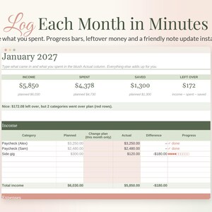 2027 Budget Planner Spreadsheet, New Year Monthly Budget Template for Google Sheets & Excel, Yearly Budget Dashboard, Income Expense Tracker image 5