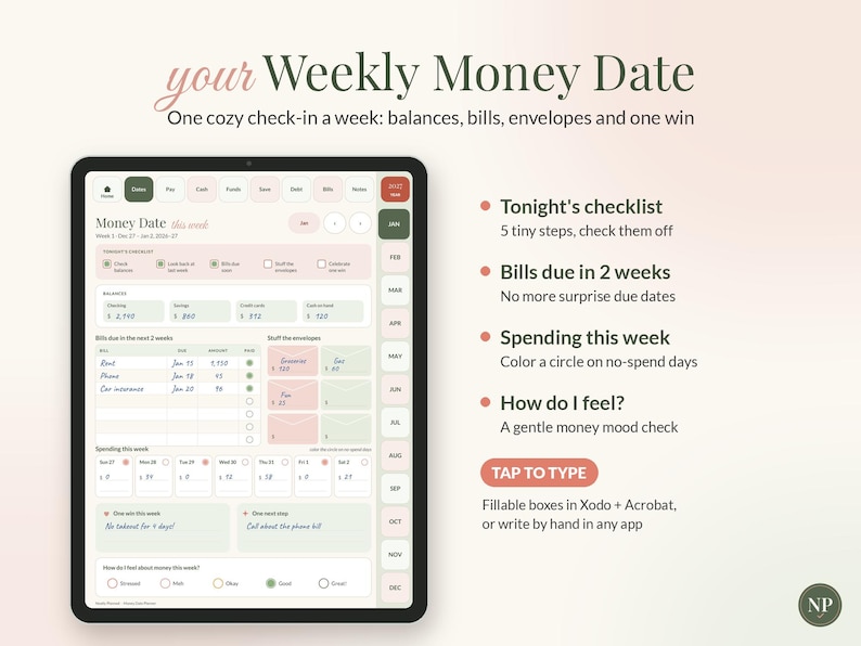 Digital Budget Planner 2027, Hyperlinked Money Planner for GoodNotes & Samsung Notes, iPad Android Finance Planner, Dark Mode, Stickers image 3