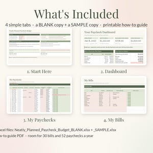 Paycheck Budget Spreadsheet, Bills by Paycheck Planner for Google Sheets & Excel, Biweekly Budget Template, Weekly Paycheck Tracker image 10