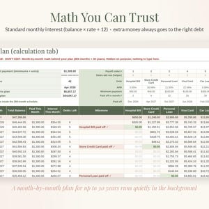 Foglio di calcolo per il metodo "palla di neve" per il rimborso dei debiti, strumento di monitoraggio del rimborso dei debiti, modello per Fogli Google ed Excel, pianificatore per il rimborso delle carte di credito, budget mensile, metodo "a valanga" immagine 8