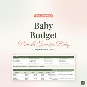 Baby Budget Spreadsheet, New Baby Cost Planner for Google Sheets & Excel, Pregnancy Savings Plan, Newborn Checklist, Baby Expense Tracker
