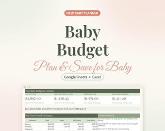 Baby Budget Spreadsheet, New Baby Cost Planner for Google Sheets & Excel, Pregnancy Savings Plan, Newborn Checklist, Baby Expense Tracker