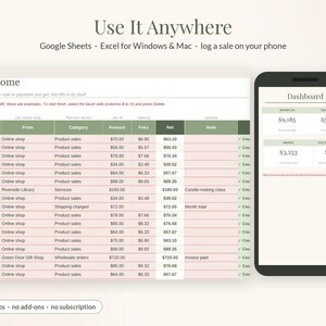 Small Business Bookkeeping Spreadsheet, Income and Expense Tracker for Google Sheets & Excel, Profit and Tax Set Aside Tracker image 9