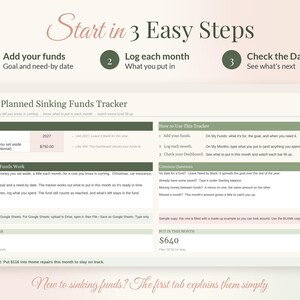 Sinking Funds Tracker Spreadsheet for Google Sheets & Excel, Sinking Fund Savings Planner, Monthly Savings Goals, Budget Template imagen 5