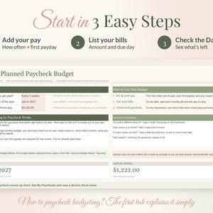 Paycheck Budget Spreadsheet, Bills by Paycheck Planner for Google Sheets & Excel, Biweekly Budget Template, Weekly Paycheck Tracker image 5