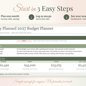 2027 Budget Planner Spreadsheet, New Year Monthly Budget Template for Google Sheets & Excel, Yearly Budget Dashboard, Income Expense Tracker image 7