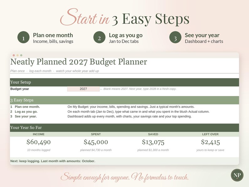2027 Budget Planner Spreadsheet, New Year Monthly Budget Template for Google Sheets & Excel, Yearly Budget Dashboard, Income Expense Tracker image 7