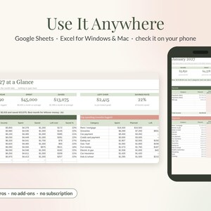 2027 Budget Planner Spreadsheet, New Year Monthly Budget Template for Google Sheets & Excel, Yearly Budget Dashboard, Income Expense Tracker image 9